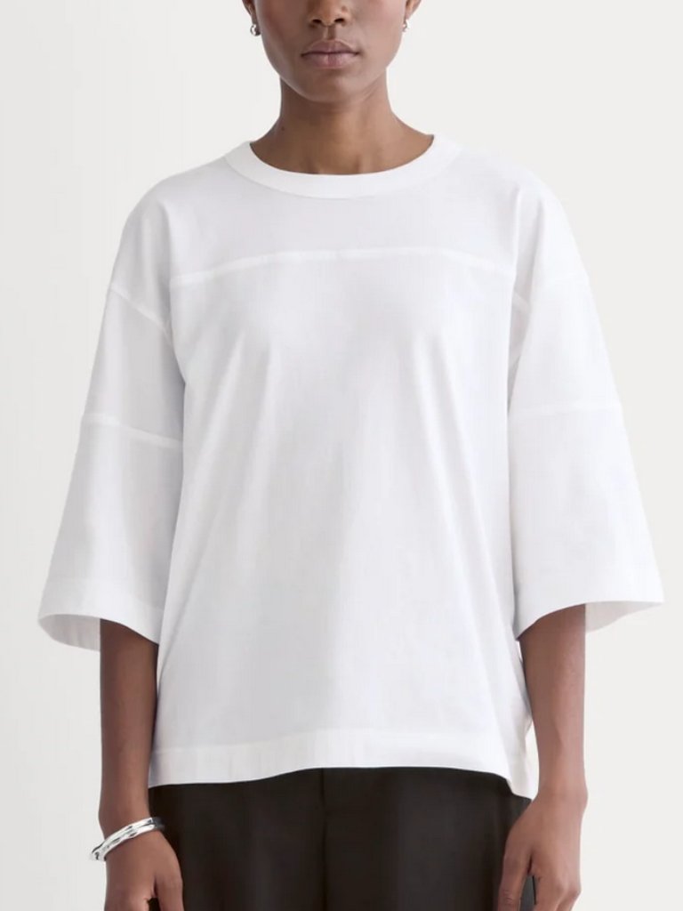 Everlane Oversized Varsity Tee In Essential Cotton White Size Xs